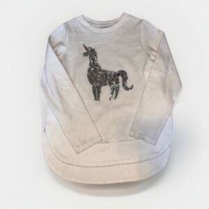 ColorTree Ivory Llama-Unicorn Sequin Kids Sweater, M (10-12)